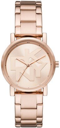 Women's Soho Three-Hand Rose Gold-Tone Stainless Steel Bracelet Watch, 34mm