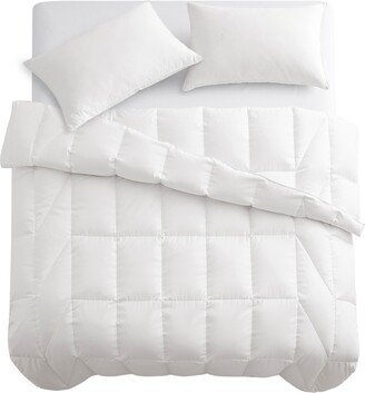 Medium Warmth No Noise White Goose Down Feather Fiber Comforter, King