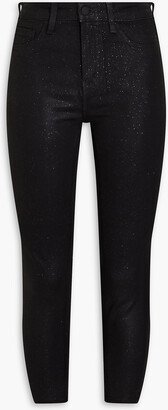 Margot cropped glittered high-rise skinny jeans