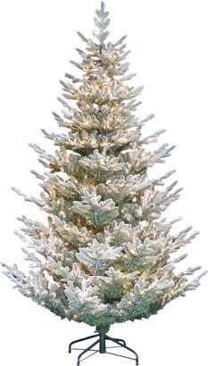 Puleo Pre-Lit Flocked Hillside Spruce Artificial Christmas Tree with 450 Lights, 7.5'