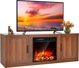 58'' Fireplace TV Stand Entertainment Console W/ 18'' Electric Fireplace Coffee