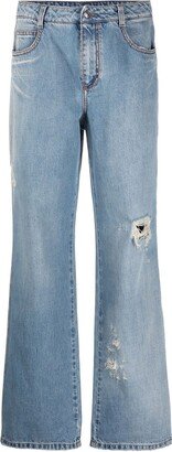 Distressed Straight-Leg Jeans-AX