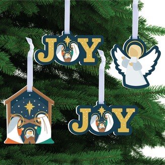 Big Dot Of Happiness Holy Nativity - Manger Scene Religious Christmas Tree Ornaments - Set of 12