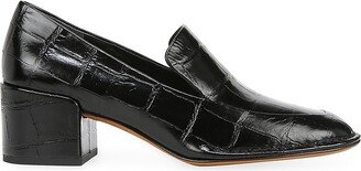 Millie Crocodile-Embossed Leather Loafers