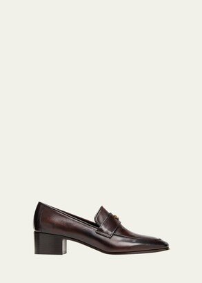 Leather Medallion Flat Loafers-AA