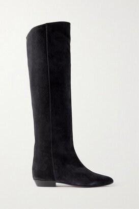 Skarlet Suede Knee Boots - Black