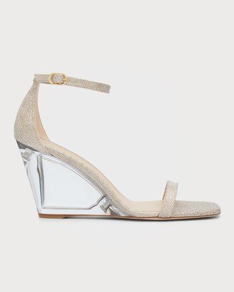 Nudistlucite Metallic Clear-Wedge Sandals