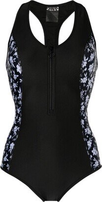 Floral-Print Zip-Up Swimsuit