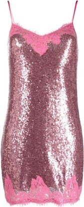 ERMANNO FIRENZE Sequin-Embellished Lace-Detail Minidress