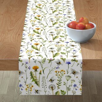 Table Runners: Bees And Wildflowers On White Table Runner, 72X16, Multicolor