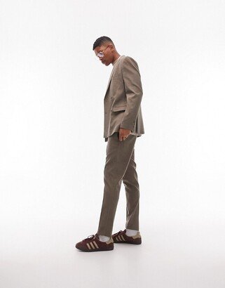 super skinny herringbone suit pants in brown