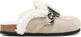 Gourmet shearling-trim loafer mules