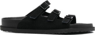 Buckle-Fastening Suede Slides