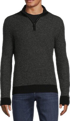 Saks Fifth Avenue Made in Italy Saks Fifth Avenue Men's Textured Cashmere Quarter Zip Sweater