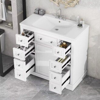 36 Bathroom Vanity with Sink Combo, One Cabinet and Six Drawers