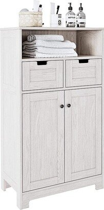 EPOWP Storage Cabinet with 2 Doors and 2 Drawers, Free Standing Floor Cabinet for Bathroom, Kitchen, Living Room, Gray