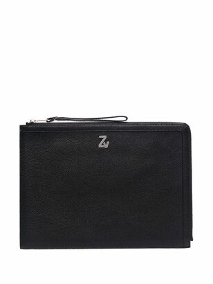 Zip-Up Leather Clutch Bag