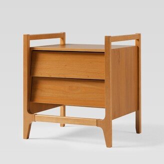 Scandinavian Angled 2 Drawer Solid Wood Nightstand - Saracina Home