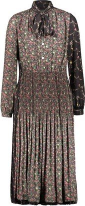 Floral Patterned Long-Sleeved Dress