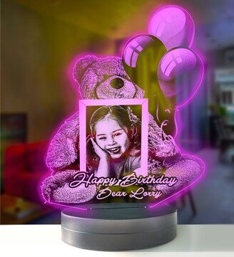 Teddy Bear Led Lamp, Colorful Nursery Room Lamp Decor, Kids Gift, 3D Illusion Acrylic Hologram Love