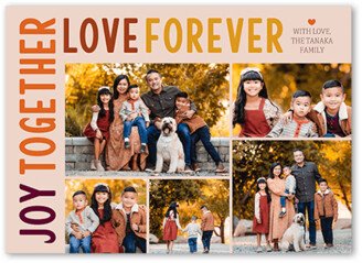 Thanksgiving Cards: Joy And Love Forever Fall Greeting, Pink, 5X7, Standard Smooth Cardstock, Square