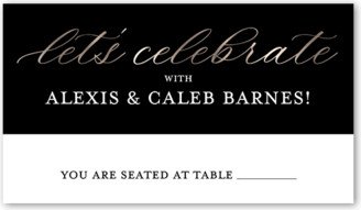 Wedding Place Cards: Elegantly Engaged Wedding Place Card, Black, Placecard, Matte, Signature Smooth Cardstock