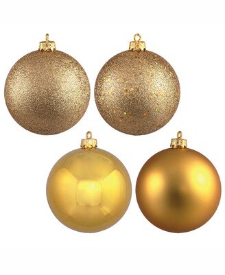 10 Gold 4-Finish Ball Christmas Ornament, 4 Per Bag