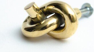 Polished Unlacquered Brass Knot Cabinet Knob & Hook | Luxury Designer Hardware