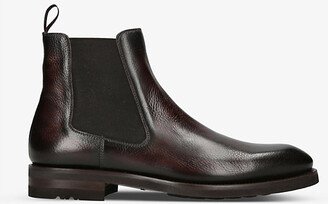 Mens Dark Brown Grained Leather Chelsea Boots