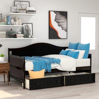 Calnod Twin Wooden Daybed with 2 drawers, Sofa Bed for Bedroom Living Room, Espresso