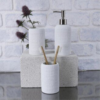 Natural 3 Pcs. Bathroom Set in White Color/Soap Dish & Toothbrush Holders