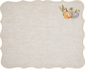 Km Home Collection Set Of Two Pumpkin Embroidery Halloween Linen Placemat