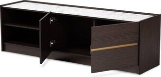 Walker Wood Faux Marble Top TV Stand for TVs up to 60 Dark Brown/Marble/Gold