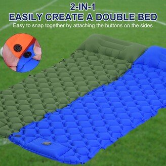 Unique Bargains Inflatable Sleeping Pad 76x24 Ultralight Mat w Pillow Built-in Pump - 76 x 24 inch