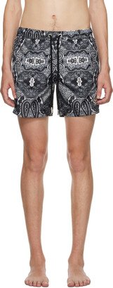 Black Bandana Print Swim Shorts