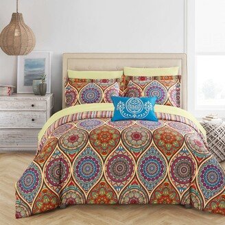 Chic Home Design Tage 6 Piece Reversible Comforter Bed In A Bag Globally Inspired Paisley Print Striped Pattern Bedding