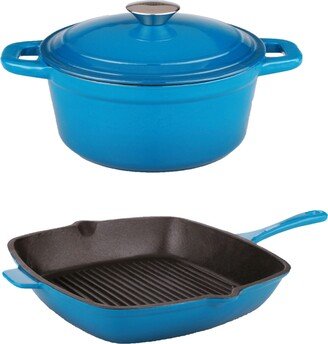 Neo 3-Pc. Cast Iron Set: 3-Qt. Covered Dutch Oven and 11 Grill Pan