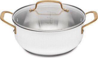 Classic 4.5qt Stainless Steel Dutch Oven with Cover and Brushed Gold Handles Matte White