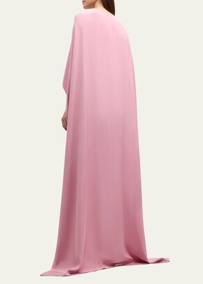 KOLTSON Silk Crepe Column Gown with Cape Back