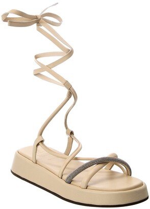 Ankle Wrap Leather Platform Sandal