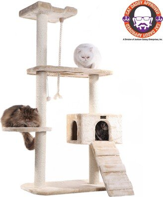 Natural Sisal Real Wood Scratching Cat Tree 58 Height Beige