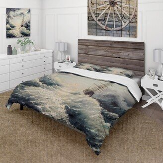 Designart 'Struggle With The Elements' Nautical & Coastal Duvet Cover Set