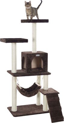 GleePet 57-Inch Real Wood 4-Level Cat Tree With Ramp, Hammock & Condo