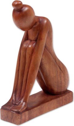 Handmade Shy Girl Wood sculpture