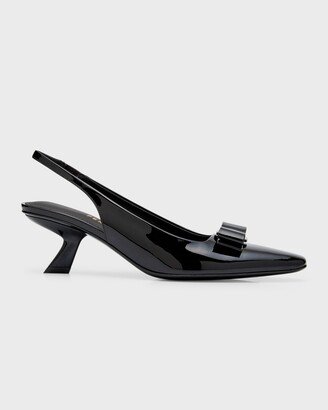 Anz Patent Bow Slingback Pumps