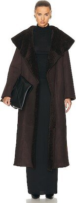 Agnes Ankle Length Reversible Shearling Coat in Brown