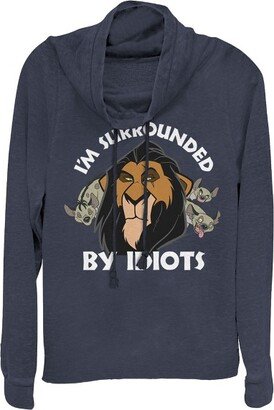 The Lion King Juniors Woens Lion King Scar Surrounded by Idiots Cowl Neck Sweatshirt - Navy Blue - X Large