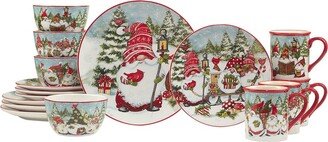 Christmas Gnomes 16Pc Dinnerware Set