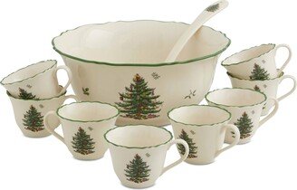 Christmas Tree 10-Pc. Punch Bowl Set