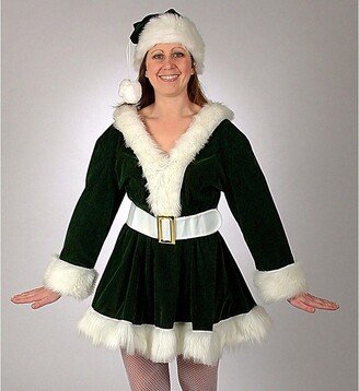 Halco Womens Mrs. Claus Perky Pixie Velvet Dress Costume - Small - Green